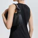 Women's Handmade Mesh Knitted Leather Bag - Black and Green, Twisted Strap, Adjustable Shoulder Strap