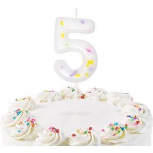 Rainbow 5th Birthday Number Candles, Rainbow Sprinkles Number 5 Candle Cake Topper Decorations, 5th Birthday Cake Candles for Boys Girls Party Supplies