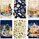 Passover Kitchen Towels Set of 6, Jewish Pesach Seder Plate Star of David Hand Towels Dish Towels for Kitchen Bathroom Festival Holiday Party Dining Passover Decorations 16x24 Inches
