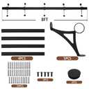 8 ft Bar Foot Rail Kit, Black Undercounter Foot Rail Hardware Complete Set with Brackets, End Caps & Screws, Heavy Duty Kitchen Island and Home Bar Foot Rest, Easy DIY Installation