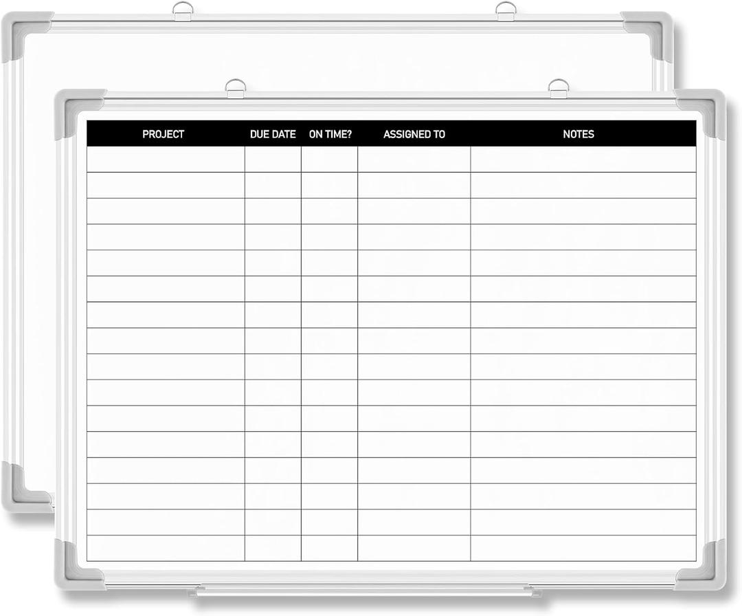 Lincia Aluminum Frame Dry Erase Board with Lines, Double Sided Wall-Mounted Whiteboard for Scheduling, to Do Lists & Weekly Planning, Reusable Calendar for Home & Work(Project Planning Board,24"x18")