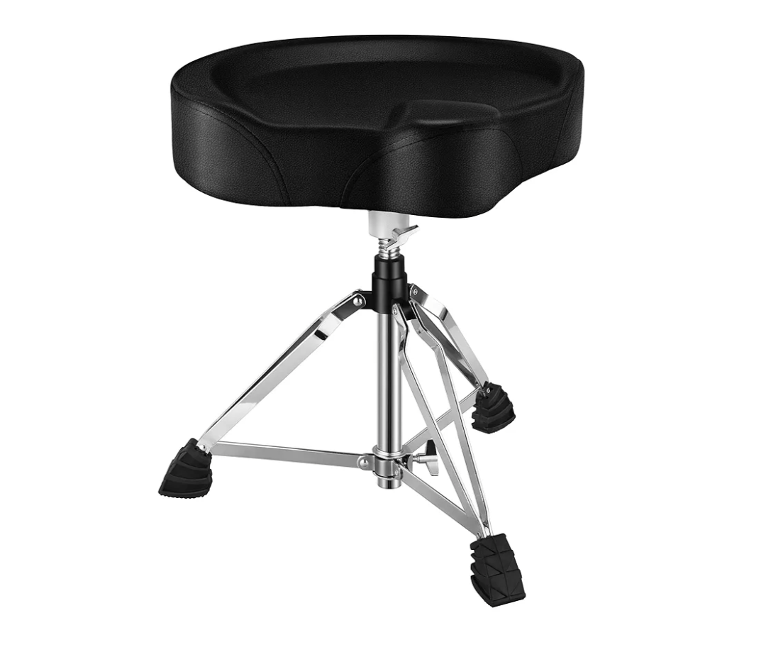 Donner Heavy Duty Drum Throne, Motorcycle Style Drum Stool, Widened Drum Seat with Upgraded Materials, Height Adjustable Padded Drum Chair, Double Braced