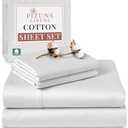 Pizuna 100% Cotton White, 400 Thread Count Long Staple Cotton Sateen Sheets Full Size Bed, 15 Inch Deep Pocket Full Size Sheets Set (Full Size Cotton Sheet Sets)