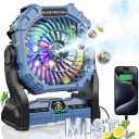 Misting Fan Portable with RGB Lantern, 30000 mAh Rechargeable Battery Operated Camping Mist Fan with Emergency Hurricane Supplies, Perfect Cooling Mister for Outdoor Travel (Blue)