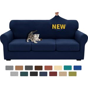 Sofa Slipcover, Navy Blue Sofa + 3 Cushion Covers
