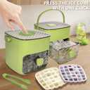 Ice Cube Tray for Freezer with 2 Trays and Ice Storage Bin Tweezers, 48 Grid Ice Making Mold Ice Maker with Easy to Press Lid, for Whiskey Cocktails Beer Coffee (Green)