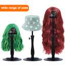 Wig Stand 1PC Iron Base Adjustable Height (12.6-18.5Inch) Wig Head Stands Portable Non-Slip Sturdy Wig Holder Stands Travel Wig Stand for All Wigs(Black)