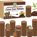 Halatool 55 Pcs Compressed Coco Coir Pellets, Seed Starter Soil Pellets for Indoor Potted Plants, Made from 100% Organic Coconut Coir for 3X Water Retention & Enhanced Aeration, Beginner-Friendly (30 mm)