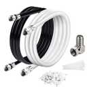 Elecan 10 Ft/2 Pack RG6 Coaxial Coax Cable Connectors Set, Quad Shielded High-Speed Internet 3 GHZ, Broadband Digital TV Aerial, Soft Satellite Cable Extension Double Rubber O-Ring+ Adapter+Ties+Clips
