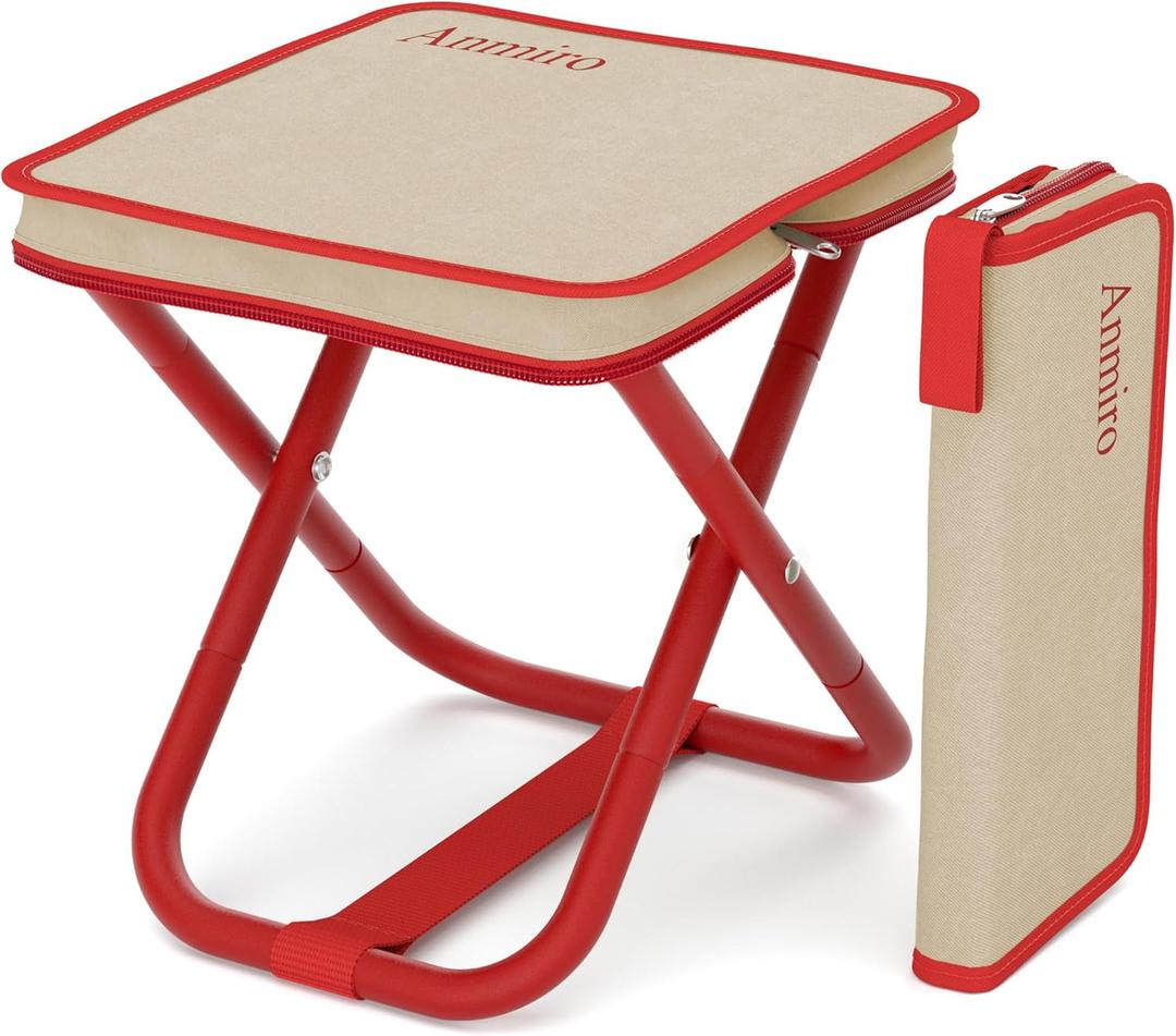 Portable Stool Camping Stool, Mountaineering and Hiking 12.6-Inch Portable Folding Stools for Outdoor Gardening and Beach Camping Fishing, Folding Stool with Carry Bag to 200LB Load Capacity