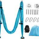 ZELUS Aerial Yoga Swing Sling Strong Yoga Hammock Kit Set Trapeze Inversion Equipment Include 2 Extensions Straps and Ceiling Mounting Kit (Blue)