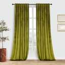 Roslynwood Luxury Soft Olive Velvet Curtains 84 inches Long Back Tab Thermal Insulated Blackout Window Drapes for Living Room/Bedroom/Dining Room, W52 x L84, 2 Panels