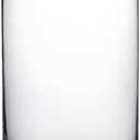 4" Wide 7" High Large Hand Blown Sturdy Clear Cylinder Glass Vase, Centerpiece Flower Vase for Rose, Tulip, Boquets, Hurricane Candle Holder (1, 4"x7")