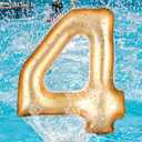 Number 0-9 Pool Float 20'' Gold Pool Birthday Party Decoration Large Inflatable Swimming Balloon for Summer Graduation Party Supplies Indoor Outdoor Backdrop Decor (Number 4)