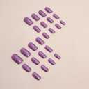 7 x Purple Press On Medium Square Chrome Aurora Glossy Artificial Solid Color Stick On Nails - 24Pcs