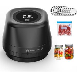 Upgraded Electric Mason Jar Vacuum Sealer, 3-in-1 Automatic Vacuum Sealer Kit for Canning with Wide and Regular Mouth Mason Lids, Portable Mason Jar Sealer for Vacuum Bag, Gifts for Mom (Black)