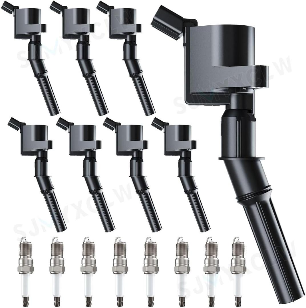 Ignition Coil Pack DG508 & Iridium Spark Plugs SP479 compatible with Ford Expedition/Excursion/F150 F250 F350 1999 2000 2001 2002 2003,fit for Lincoln Navigator 1998 1999 5.4L V8 (Set of 8)