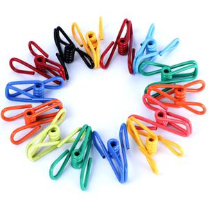 Riveda 30 Pack Assorted Chip Bag Clips Utility - PVC 2 Inch Coated Colorful Sealer for Sealing Food - Paper Holder, Clothesline Clip for Laundry Hanging, Kitchen Bags, Multipurpose Clothes Pins (Multicolor)