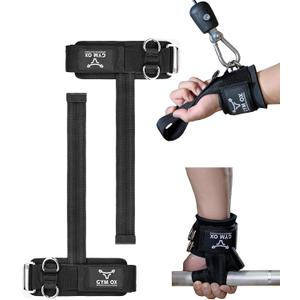 2-in-1 Weight Lifting Straps with D Ring, 7mm Neoprene Padded Wrist Support for Men & Women, Heavy Duty Gym Wrist Straps & Cable Machine Attachment for Gym, Powerlifting, Rows, Pull-ups