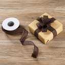 Brown Burlap Wired Ribbon, Ribbon with Wire Edge for Father's Day Decor, Gift Wrapping, Bows, Outdoors Wreath. 1 Inch x 20 Yards/Roll