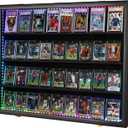 VERANI LED Baseball Card Display Case - 36 Graded Sports Card Display Frame - Holds Sport Cards with UV Protection Clear View Lockable Wall Cabinet for Football Basketball Trading Card Horizontal