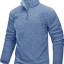 TACVASEN Mens Quarter Zip Sweatshirt Long Sleeve Pullover 1/4 Zip Up Golf Shirt for Men Winter Fleece Lined Thermal Sweater (Blue, S)