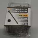 Coated Composite Deck Screws #10 x 2-3/4, Self Tapping Wood Screws and Deck Screws with Torx T20 Star Drive, Type 17 Point, Flat Head, 1 Free Bit Included (Dark Brown, 75), by YYL FASTENER