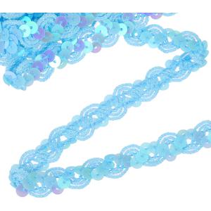 uxcell 11 Yard Sequins Trim Ribbon 0.6 Inch Sequin Gimp Braid Trim Spangle Flat Sequins Paillette Fabric Flat Trims Strips for Crafts Sewing Clothes Home Party Decoration, Sky Blue