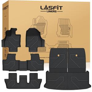 LASFIT Floor Mats&Trunk Mat&Backrest Mat for Lexus TX/TX350/TX500h/TX550h+ 2024 2025 2026, TPE All Weather Floor Liners for Lexus TX 350, 3Row&Cargo Mat for Tx Car Mats(Cargo Mat Fit with Subwoofer