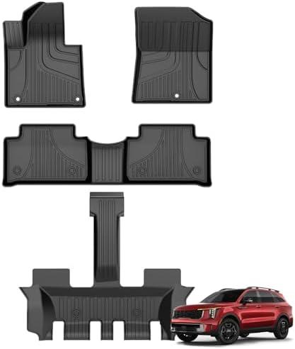 Double Layer Floor Mats Fit for 2021-2025 2026 Kia Sorento 6 Seats (Not Fit Hybrid) - Durable & Comfortable All Weather TPE Protection Floor Liners for Sorento 2026 2025 2024 Accessories