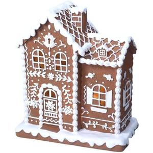 Sheaifun Gingerbread Christmas Decorations Indoor Resin Gingerbread House Decor with LED Lights 9 * 5 * 10.2 Inch Kitchen Tabletop Decor for Women