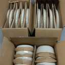 AmorArc Stoneware Dinnerware Sets, Round Reactive Glaze Ceramic Plates and Bowls Sets, Highly Scratch Resistant | Dishwasher & Microwave Safe, Service for 8 Dishes Set (24pc) (Pearled Ivory)