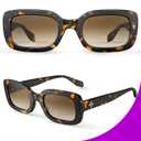 VISOONE Chunky Rectangle Sunglasses Women Men 90s Vintage Retro Accessories UV400 Protection Narrow Square Shades Harmony (Coco Tortoise)