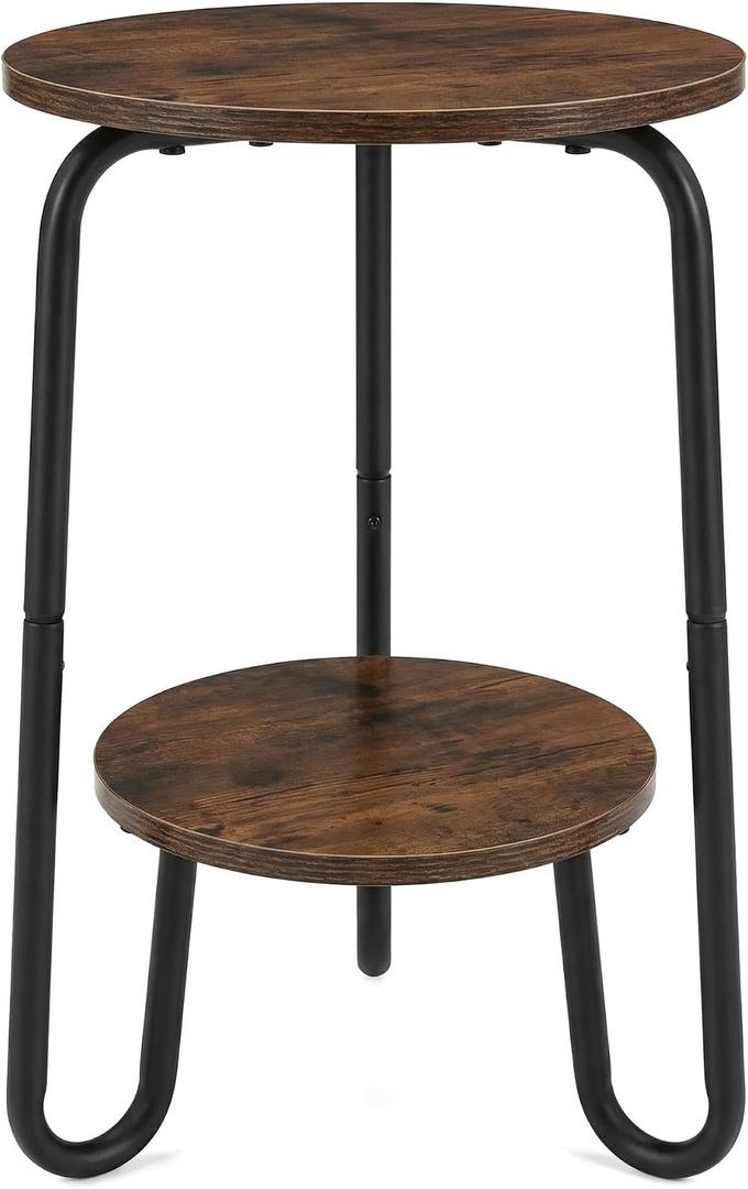 TREEZITEK 2 Tier Short Plant Table Indoor, Small Plant Stand Round Flower Pot Stand,17.8 Inch Tall Corner Plant Holder for Living Room, Balcony,Small Side Table for Coffee and The Remote