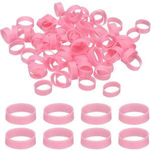 PATIKIL 250Pcs Silicone Cable Ties, 12mm Heavy Duty Small Strong Rubber Bands Silicone Rubber Bands for Cord Management Home Office Organization, Pink(19x5x0.6mm)