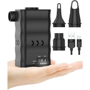 Dr.meter Air Mattress Pump, Rechargeable 6000mAh Portable Air Pump, Quick-Fill Electric Air Inflator Deflator for Outdoor Camping Inflatable Bed Pool Boat Float Raft Swimming Rings Vacuum Bag (Black)