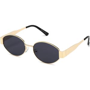 Trendy Oval Sunglasses for Women, Stylish UV400 Sun Glasses, Fashion Accessories  Perfect Mothers Day Gifts Idea (Gold/Grey)