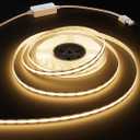 MIWISE LED Strip Lights USB 5V,Super Bright COB LED Strip Light 2700K Warm White with Touch Dimmer Switch,CRI90+ Flexible Dimmable Tape Lights,for Makeup Mirror,Under Cabinet,3D Printer,Sewing Machine (2m)