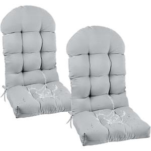 Outdoor Adirondack Chair Cushions Set of 2 Rocking Chair Cushions | With Ties Non-Slip ,Slivery Grey ,Waterproof Patio Rocking Chair Cushion for Outdoor Indoor Furniture 47"*19.68"*3.9"