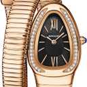 Gosasa Snake Bracelet Watch for Women, Elegant Bangle Wrist Watch with Flexible Wrap Strap Design, Fashion Jewelry Style Quartz Watch, Adjustable Cuff Watch for Dress & Gift (Rose Black)