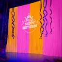 2 x Glow in The Dark Party Supplies 2Packs Neon Party Decorations 6.6 x 6.6 ft Fluorescent Macaron Orange Pink Tinsel Foil Fringe Curtains Glow Photo Booth Prop Backdrop Streamer Birthday Party Decor