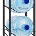 5 Gallon Water Jug Holder, Water Jug Stand with Storage Rack, 3-Tiers Water Dispenser Stand, Water Bottle Stand for Kitchen, Office, Living Room, Brown