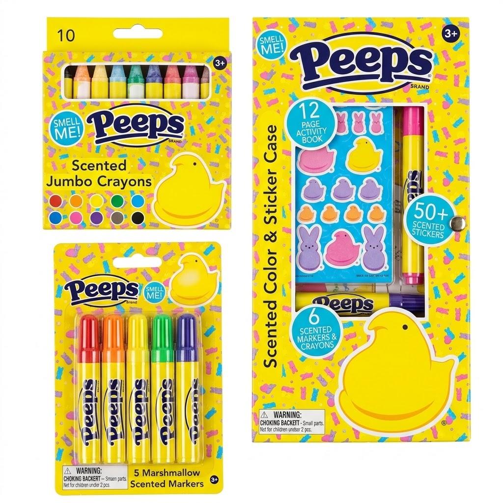 3 x Peeps Scented Color Sticker , Scented Jumbo Crayons And Scented Mini Markers
