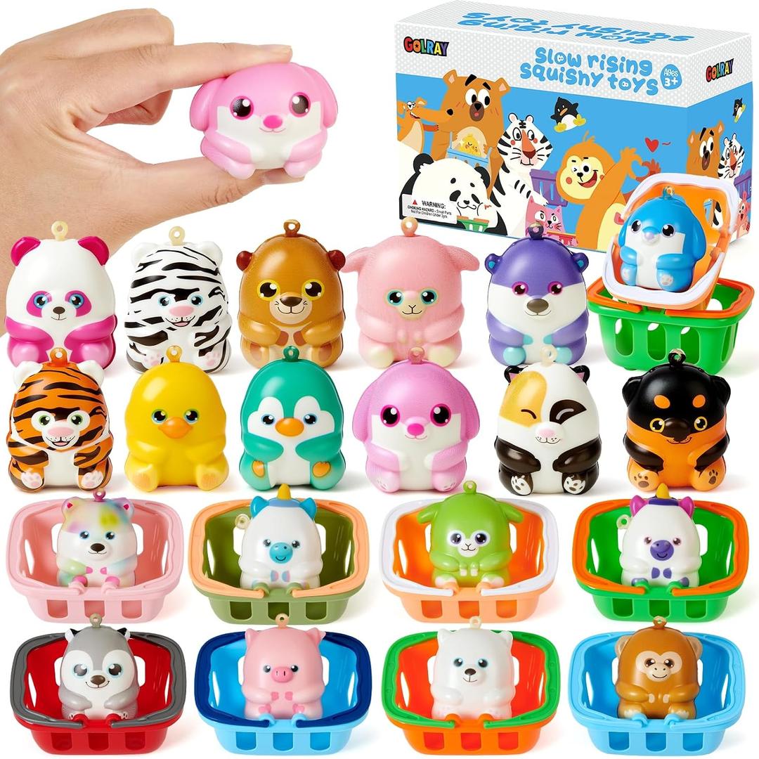 Golray 20 Packs Party Favors Slow Rising Stress Relief Squishy Toys for Kids, Soft Squishy Animals for Birthday Goodie Bag Stuffers, Pinata Fillers, Classroom Prizes, Treasure Box, Carnival Prizes
