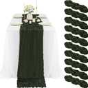 10 Pcs Hunter Green Cheesecloth Table Runner 10FT, Gauze Table Runner for Wedding Reception Sheer Bridal Shower Birthday Party Boho Table Decoration, Rustic Romantic Wedding Runner