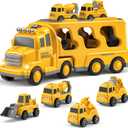 Bennol Construction Truck Toys for Toddler Boy 1 2 3 4 5 Year Old Car Trucks Birthday Gifts Toys for Kids Ages 1-3 3-5 5-in-1 Construction Trcuk with Excavator Crane Mixer Bulldozer