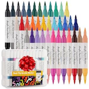 DreamCosy 72 Color Acrylic Paint Markers Set, 36 Dual Brush Tip Art Markers for Rock, Canvas, Wood, Fabric - Vibrant, Blendable, Non-Toxic Art Supplies for Adults & Artists