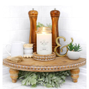 Farmhouse Corner Shelf Stand [with Removable Feet] - Bathroom Countertop Organizer, Decorative Tray Riser, Beaded Wooden Tray, Corner Tray Plant Stand, Coffee Bar Organizer for Kitchen Countertop