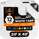 Heavy Duty White Poly Tarp 20' X 40' - Multipurpose Protective Cover - Durable, Waterproof, Weather Proof, Rip and Tear Resistant - Extra Thick 12 Mil Polyethylene - by Xpose Safety