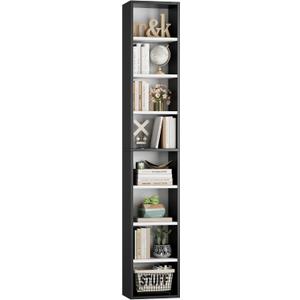 FOTOSOK Bookshelf Bookcase 8-Tier Narrow Bookshelf Tall CD Media Tower Rack
11.6 X 9.3 X 70.9 Bookshelf, Tall Narrow Slim Skinny Display Bookcase with Cube Storage and 4 Adjustable Shelves, Black/White